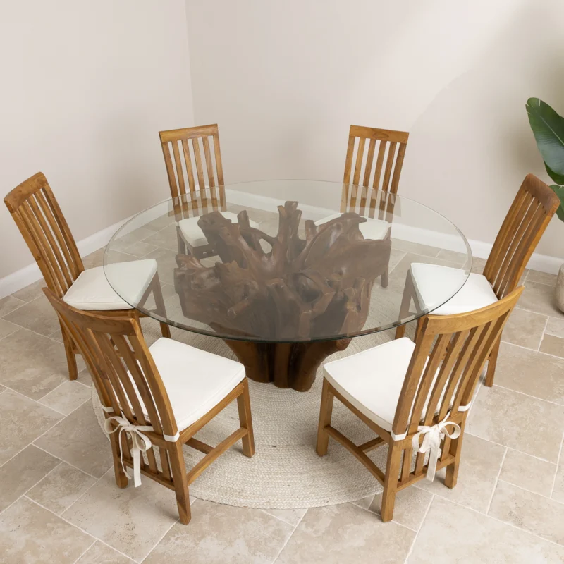 Hara 6 Seater Dining Set with Reclaimed Teak Chairs