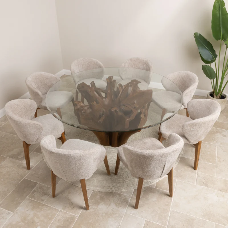 Hara 8 Seater Dining Set with Cove Chairs
