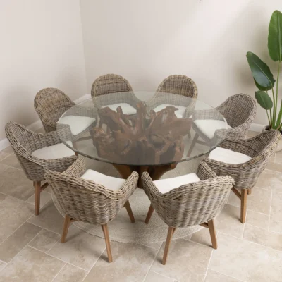 Hara 8 Seater Dining Set with Scandi Armchairs