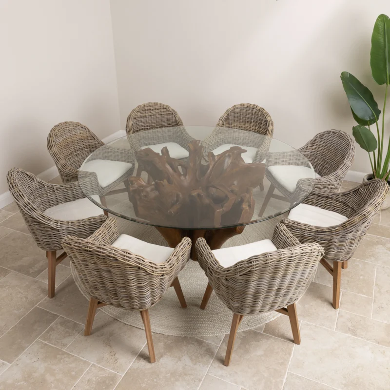 Hara 8 Seater Dining Set with Scandi Armchairs
