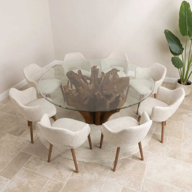 Hara 8 Seater Dining Set with Wave Armchairs