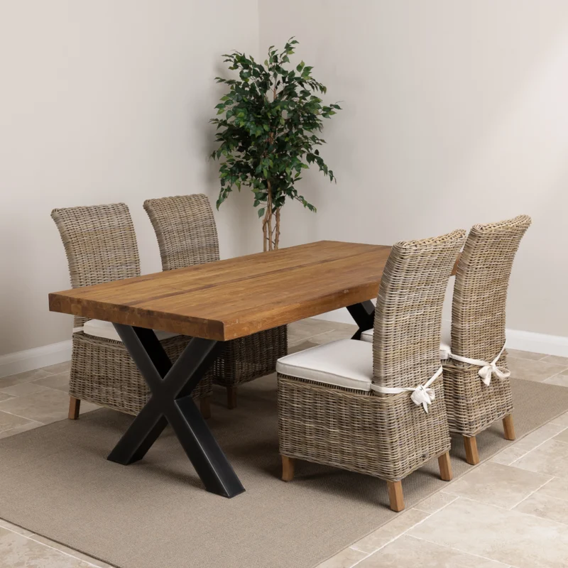Urban Fusion 4 or 6 Seater Dining Set with Natural Kubu Chairs