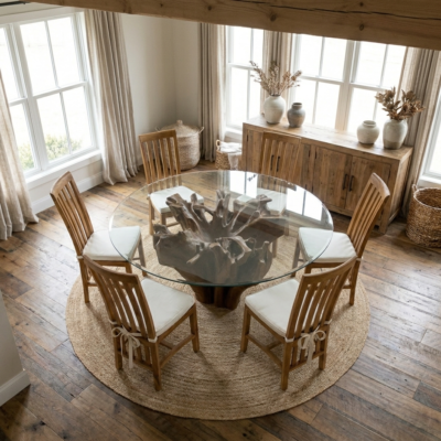 Hara 6 Seater Dining Set with Reclaimed Teak Chairs