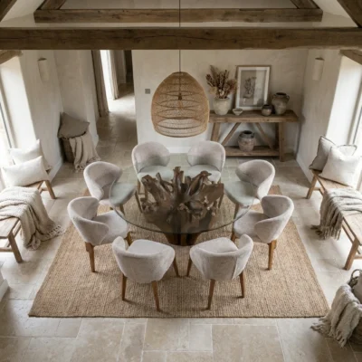 Hara 8 Seater Dining Set with Cove Chairs