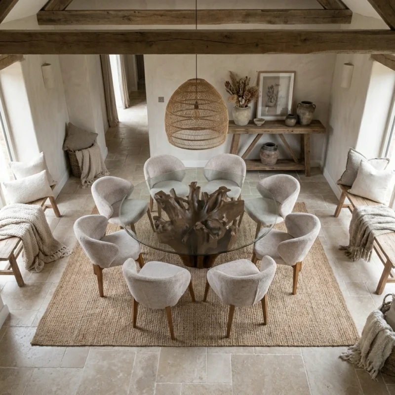 Hara 8 Seater Dining Set with Cove Chairs