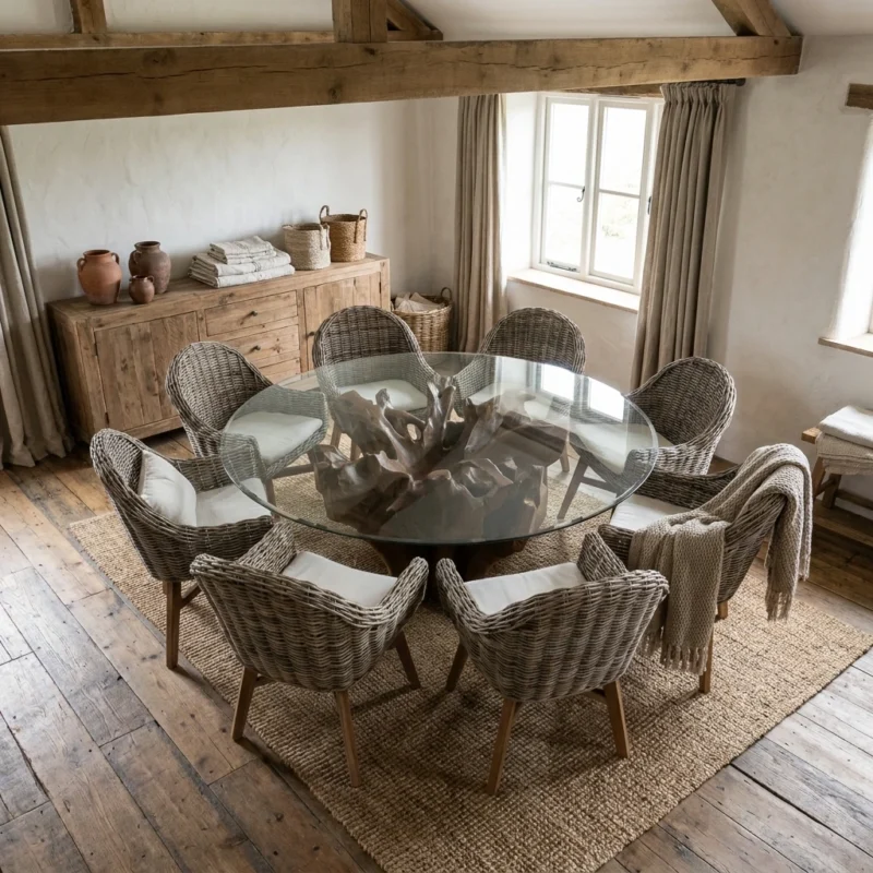 Hara 8 Seater Dining Set with Scandi Armchairs