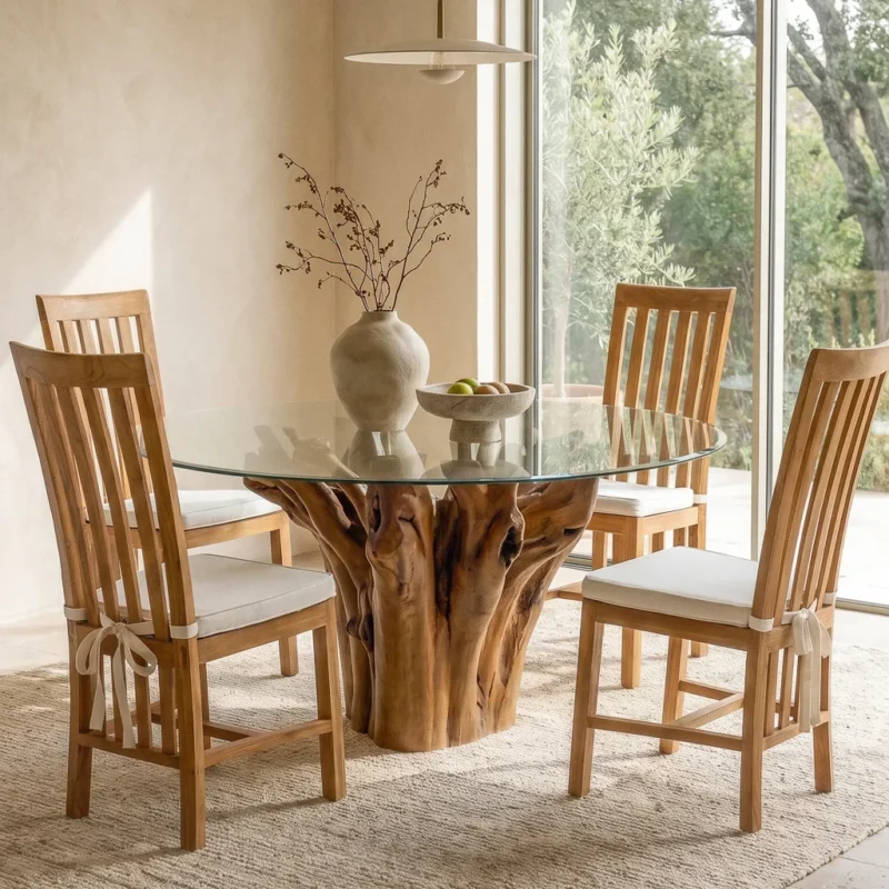 Hara 4 Seater Dining Set with Reclaimed Teak Chairs