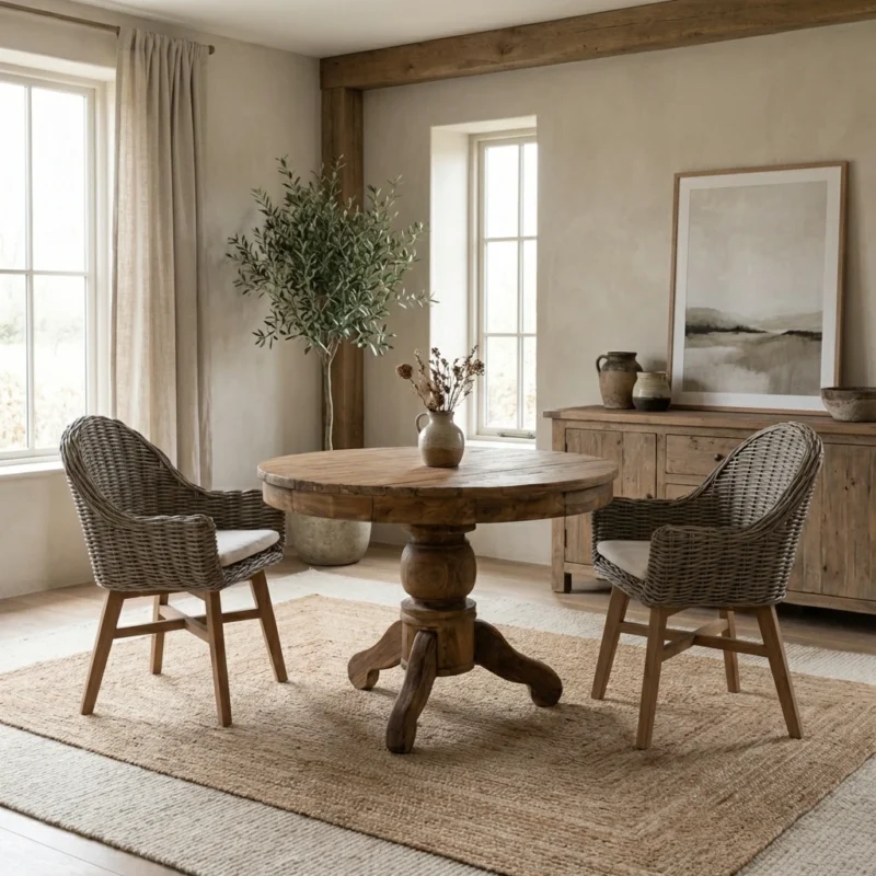 Country 2 Seater Dining Set with Scandi Armchairs