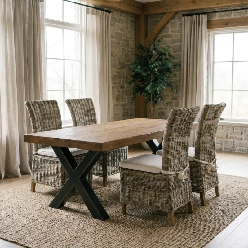 Urban Fusion 4 or 6 Seater Dining Set with Natural Kubu Chairs