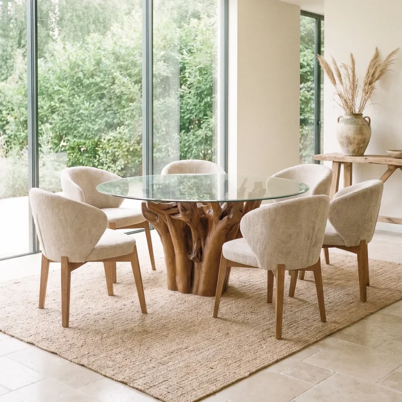 Hara Compact 6 Seater Dining Set with Cove Chairs