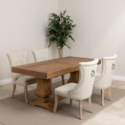 Emara Compact 4 or 6 Seater Dining Set with Windsor Chairs