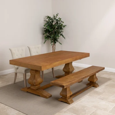Emara 4 or 6 Seater Bench Dining Set with Windsor Chairs