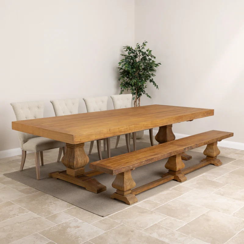 Emara 8 or 10 Seater Bench Dining Set with Windsor Chairs