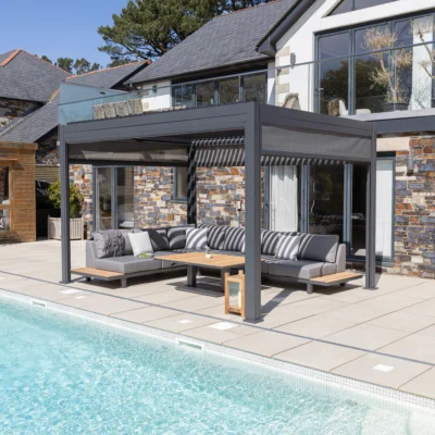 Solaire 3m x 4m Pergola with Privacy Screens – Anthracite