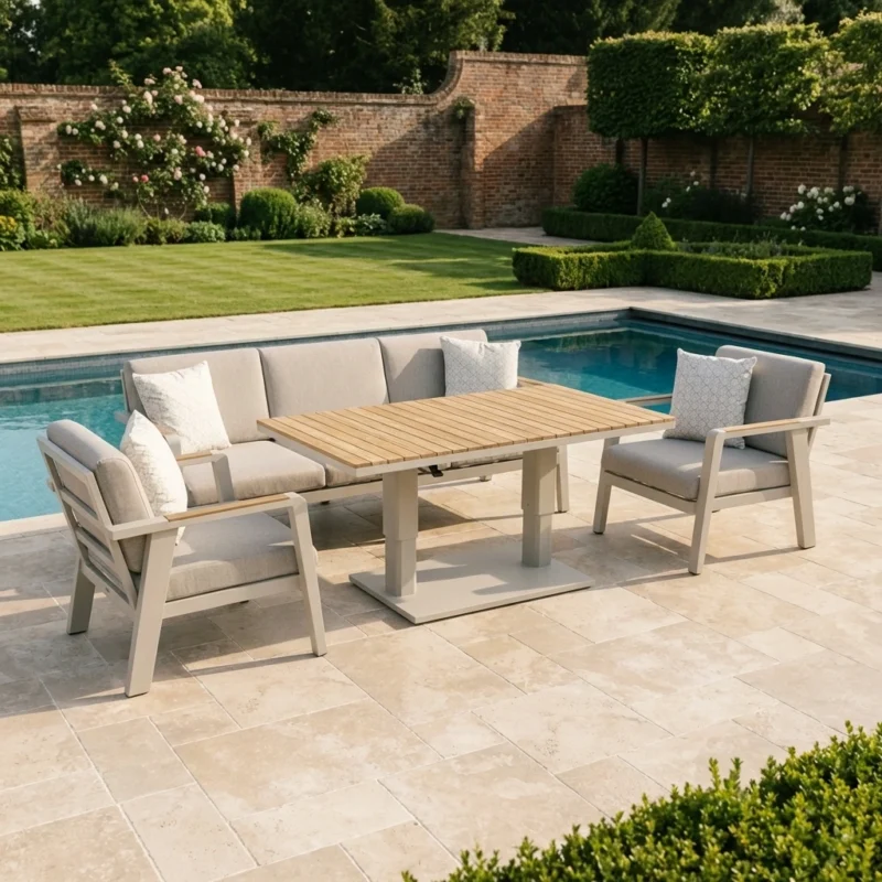 Arlo Sofa Set with Adjustable Table – Latte