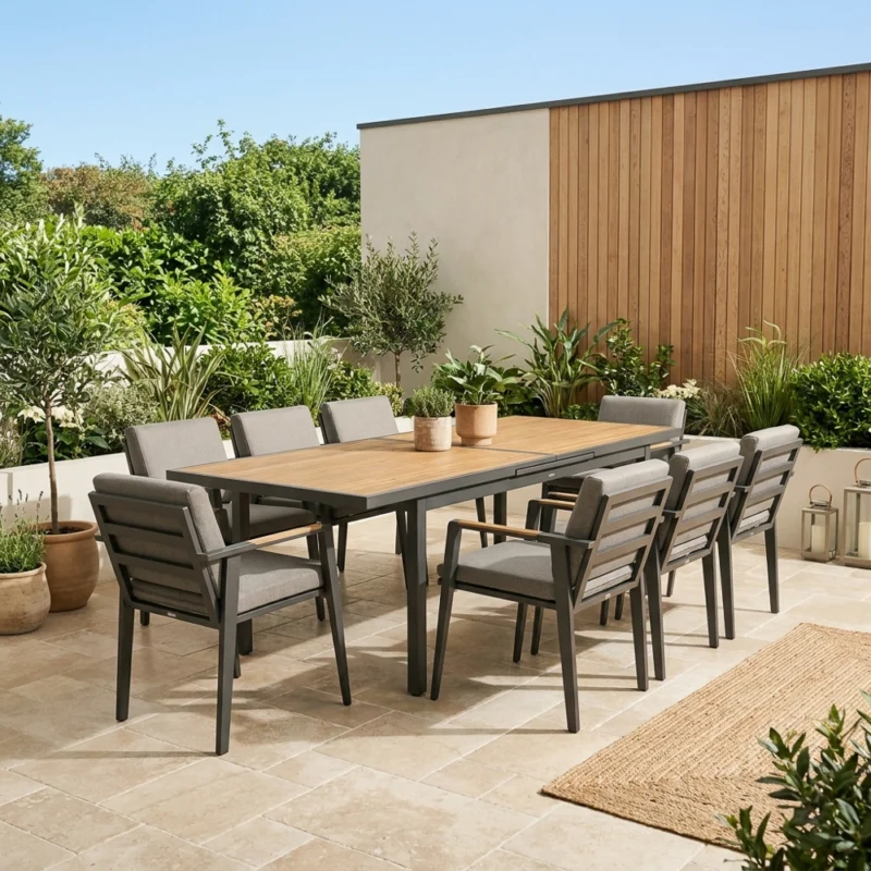 Arlo 8 to 10 Seater Extending Dining Set – Anthracite
