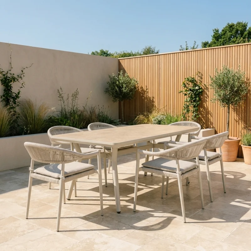 Aura 6 Seater Dining Set – Latte
