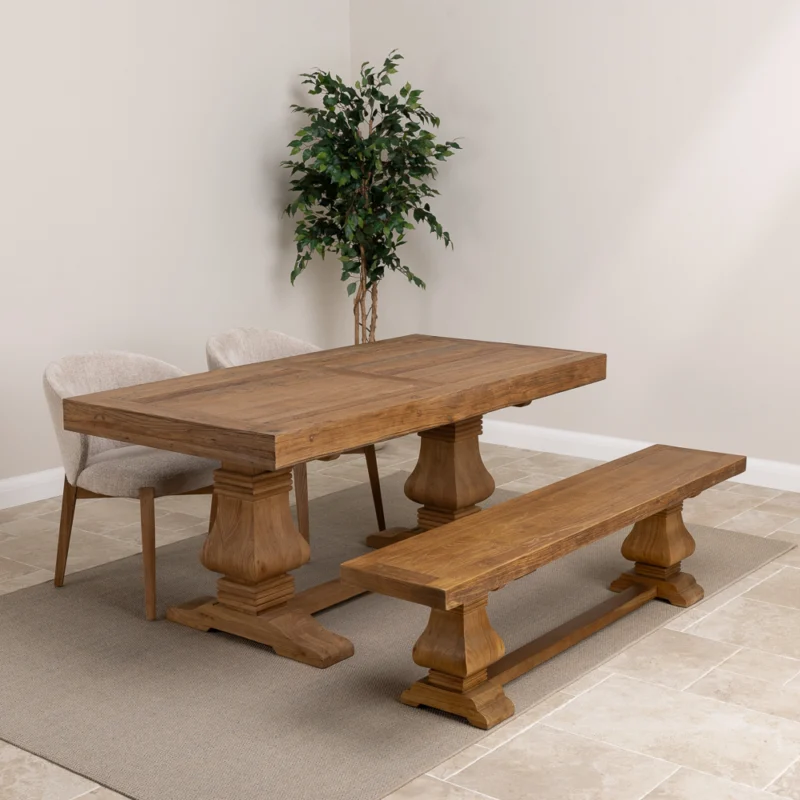 Emara Compact 4 or 6 Seater Bench Dining Set with Cove Chairs