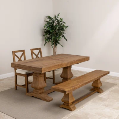 Emara Compact 4 or 6 Seater Bench Dining Set with Etana Chairs