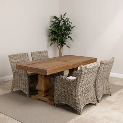 Emara Compact 4 or 6 Seater Dining Set with Natural Kubu Chairs