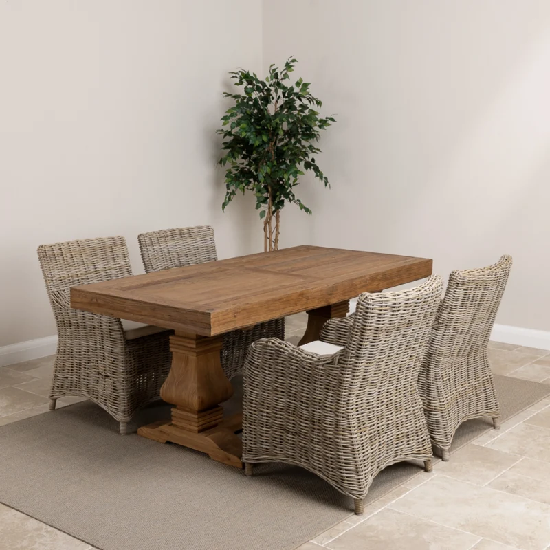 Emara Compact 4 or 6 Seater Dining Set with Natural Kubu Chairs