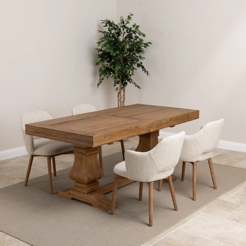 Emara Compact 4 or 6 Seater Dining Set with Wave Armchairs