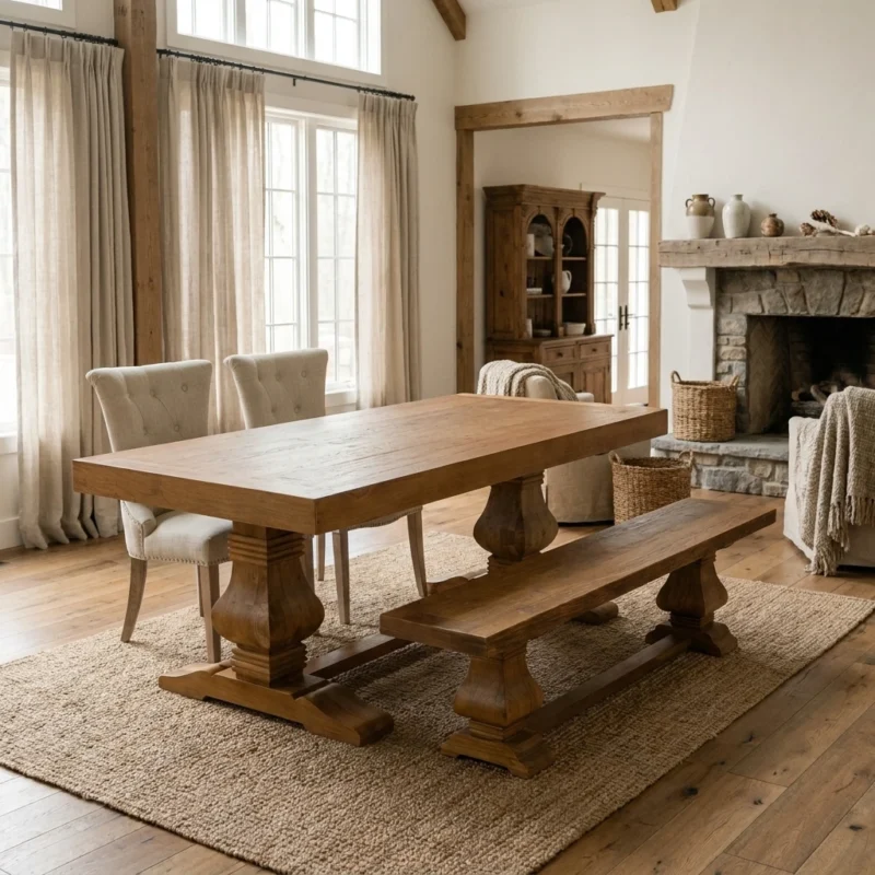 Emara 4 or 6 Seater Bench Dining Set with Windsor Chairs