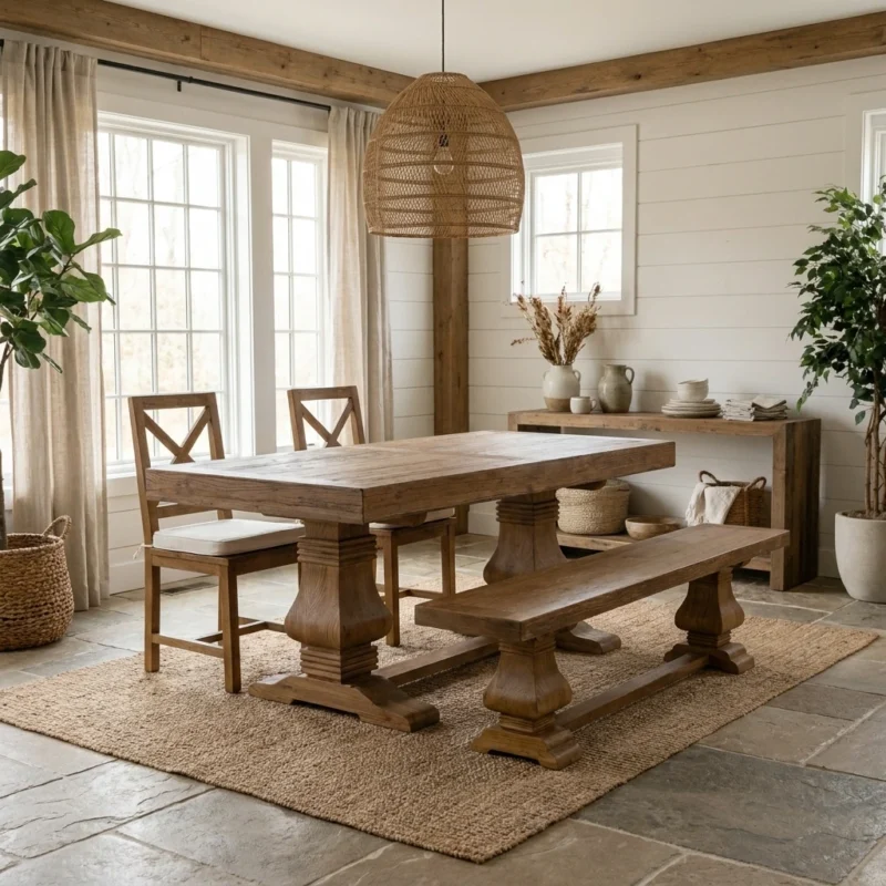 Emara Compact 4 or 6 Seater Bench Dining Set with Etana Chairs