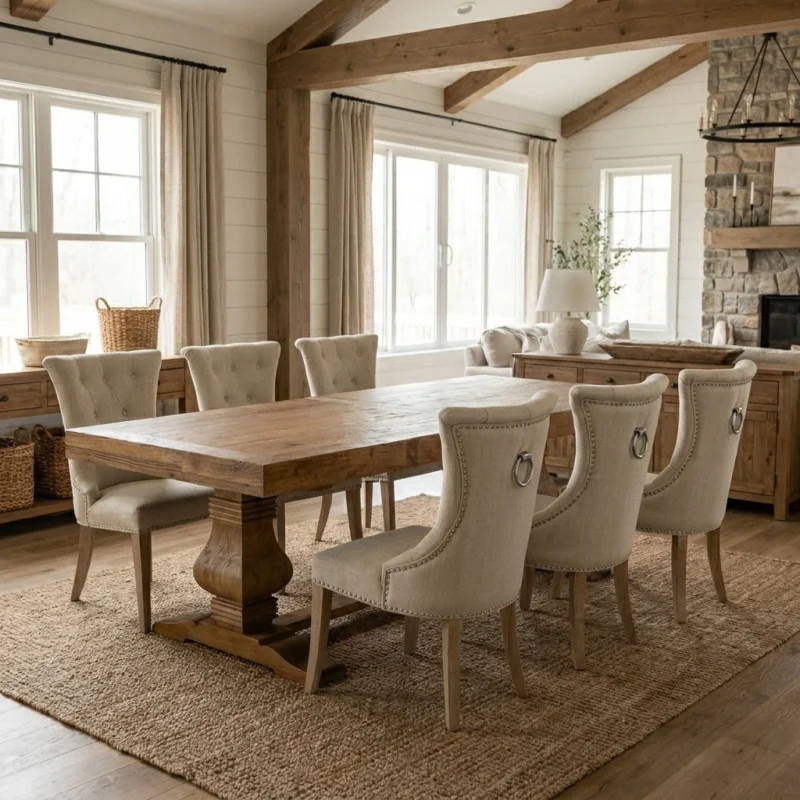 Emara 6 or 8 Seater Dining Set with Windsor Chairs