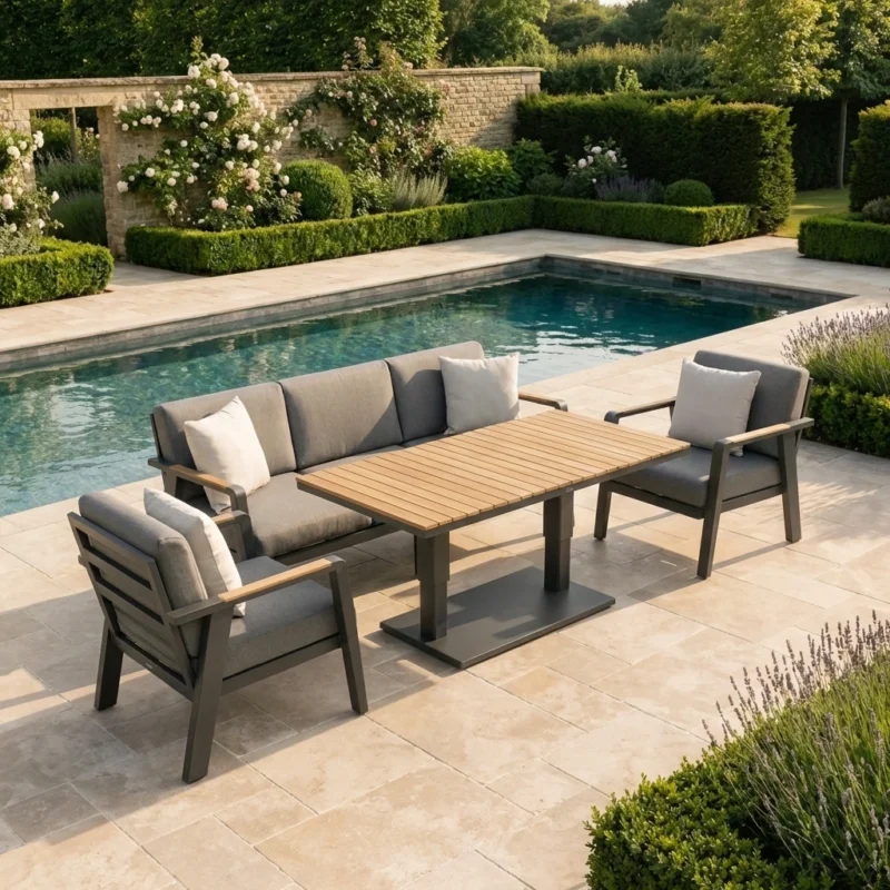 Arlo Sofa Set with Adjustable Table – Anthracite