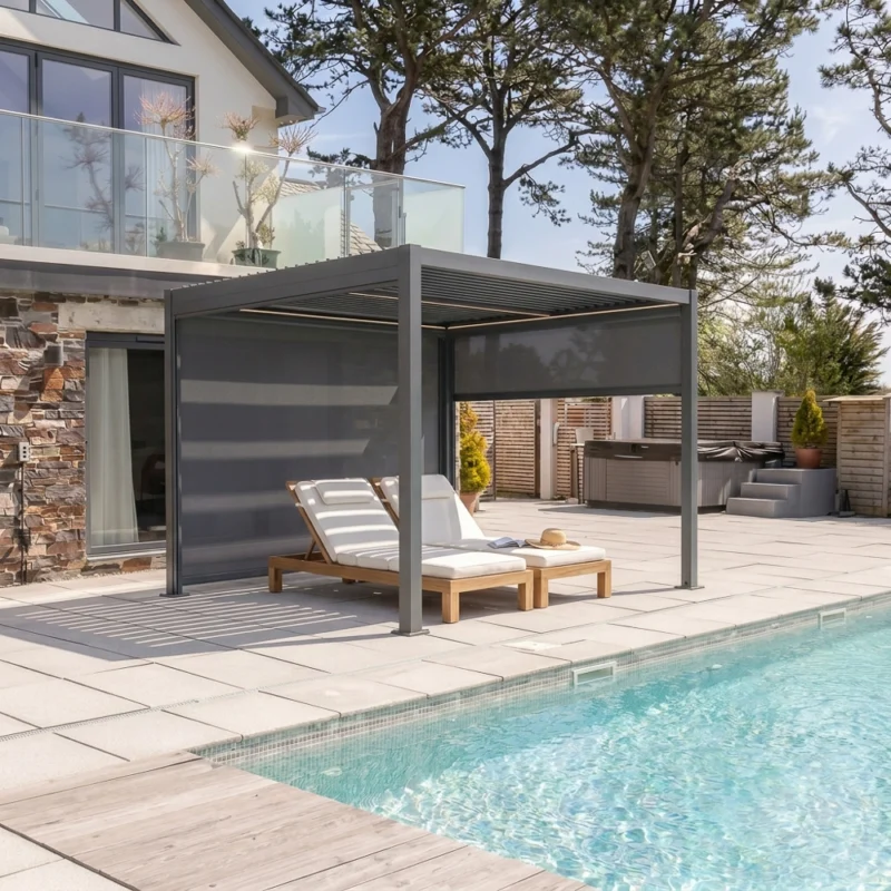 Solaire 3m x 3m Pergola with Privacy Screens – Anthracite