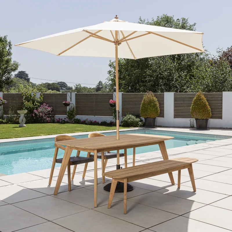 Arida 4 or 6 Seater Bench Dining Set with Eclipse Armchairs