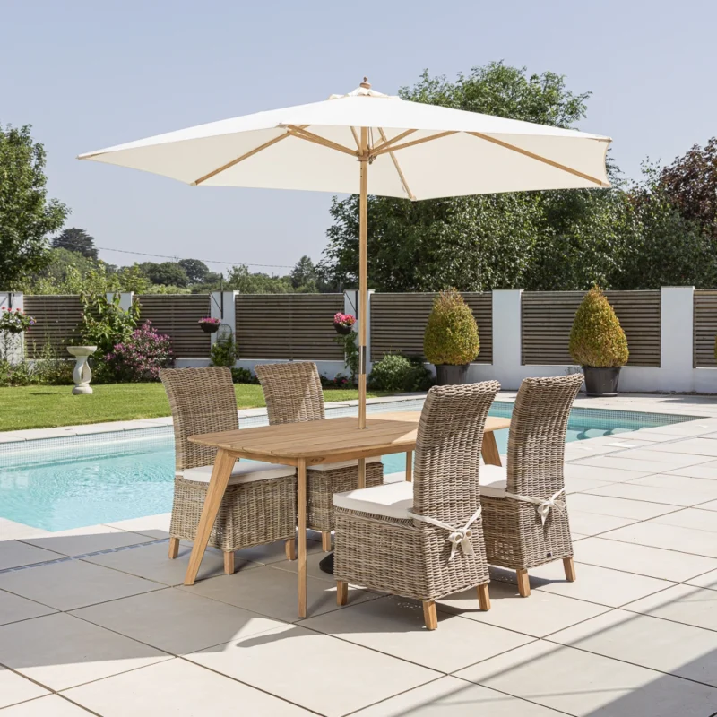 Arida 4 or 6 Seater Dining Set with Natural Kubu Chairs