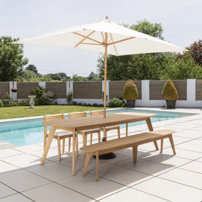 Arida 6 or 8 Seater Bench Dining Set with Savannah Chairs