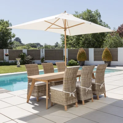 Arida 6 or 8 Seater Dining Set with Natural Kubu Chairs