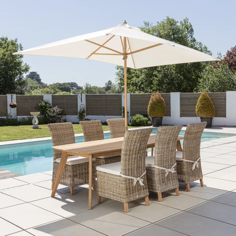 Arida 6 or 8 Seater Dining Set with Natural Kubu Chairs