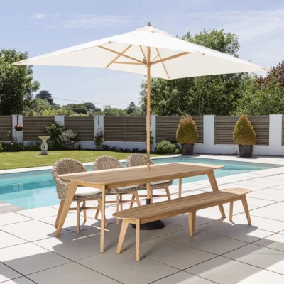 Arida 6 or 8 Seater Bench Dining Set with Scandi Armchairs