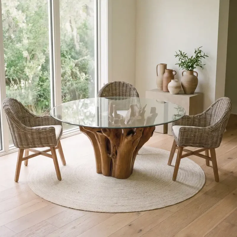 Hara 4 Seater Dining Set with Scandi Armchairs